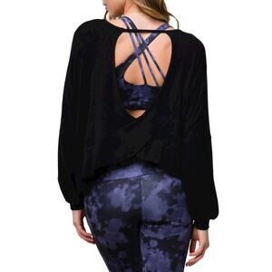 New Onzie Women's OM Long Sleeve Cutout Back Active Yoga Top